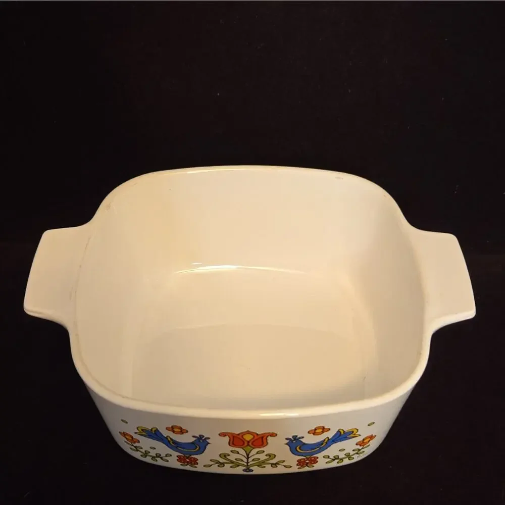 VTG CorningWare Country Festival 1.5 Qt Casserole Dish A-1-1/2-B Blue Bird 70s